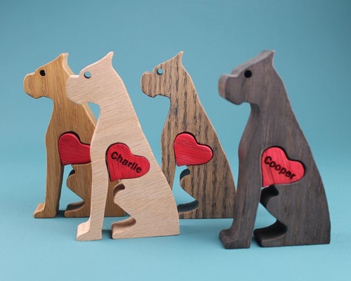 Statuina cane boxer legno - boxer,