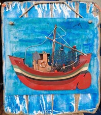 Mezzo Scafo Di Peschereccio Barca Da Pesca Stile Nautico Marinaio Capitano