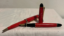 SET PENNE STILOGRAFICA SFERA MARBLE RED effetto marmo da collezione