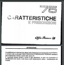Manuale OFFICINA Alfa Romeo 75 caratteristiche e prescrizioni tecniche ITALIANO 