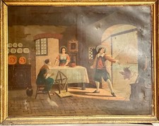 Oliografia da restaurare (come da foto) scena campestre, XX secolo 65x50 cm