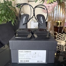 DOLCE & GABBANA DG Logo Cinturino Pelle Sandali Tacchi Decolte SQUARE POP. Taglia 41