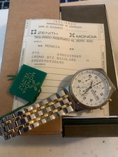 Mondia Zenith Chronograph quartz cassa bracciale acciaio oro 37mm full set NUOVO