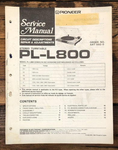 Pioneer l800 - pioneer, pl-l800