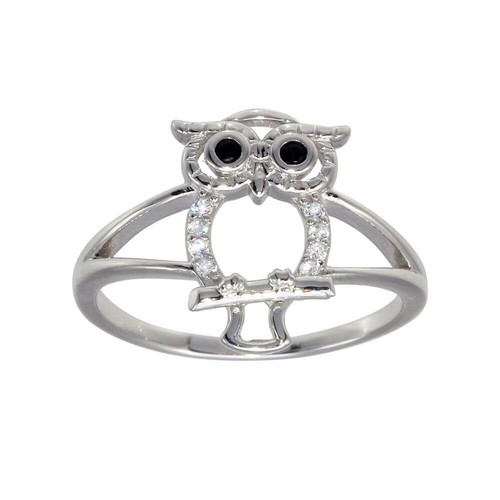Sterling argento gufo - gufo, zircone
