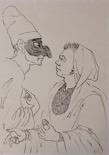 CORRADO CAGLI (1910 - 1976) litografia - Pulcinella e il Turco - 1974
