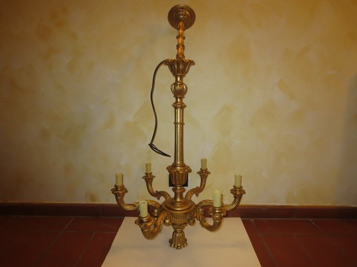 Lampadario legno dorato - legno, '800