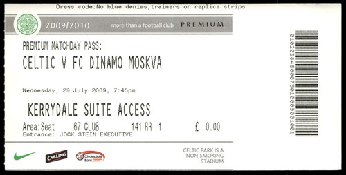 Biglietto celtic dinamo - fc, vs.
