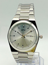 Orologio uomo Giorno Data Illuminazione bracciale integrato acciaio qua argento