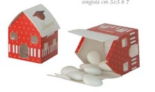 12 PEZZI Scatolina carta portaconfetti casa casetta ROSSA bomboniera LAU 08I2