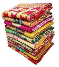Trapunta Kantha cotone vintage cucita a mano copriletto reversibile 1 pz