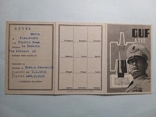 Tessera - P. N. F. - GUF - Anno XVII - Gruppo Universitario Fascista di Taranto.