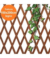 Traliccio Rete Estensibile In Legno Scuro Per Parete Da Giardino Piante 100x200