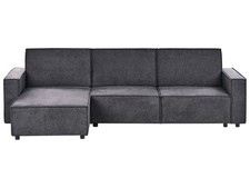 Divano angolare in tessuto a destra Grigio grafite Poliestere Funzione letto Rom