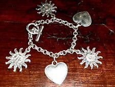 Bracciale Charms Sole E Cuori  - Argento - Vintage