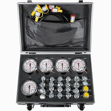 Kit Test Pressione Idraulica 60P con 5 Manometri 24 Giunti 3 Tubi per Escavatore