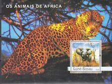 Guinea Bissau 2003 animali africani leopardo grandi gatti elefante fauna selvatica m/s MNH