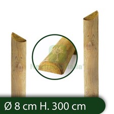 10PZ MEZZI PALI IN LEGNO RECINZIONI STACCIONATE GIARDINO TRATTATI Ø 8X300 H;