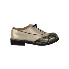 Scarpe Oxford Vintage Chanel Bicolore Shimmer Stringate Anni 2010 Designer Lusso