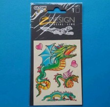ZDesign Z Design Vintage Glow Tattoo tatuaggi monouso drago luminoso di notte IMBALLO ORIGINALE 