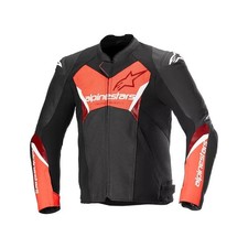 ALPINESTARS GIACCA PELLE FASTER V3 AIRFLOW NERO ROSSO FLUO