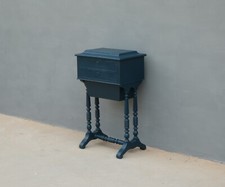 Tavolino travailleuse da lavoro con piano apribile, laccato Shabby Chic, '800!