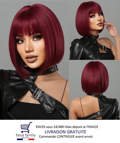 Perruque carré femme - carré, rouge