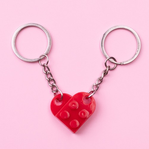 Red heart keyring - heart, keychain