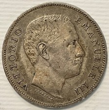 1 LIRA 1905 STEMMA SABAUDO REGNO D’ITALIA RE V.E.III° MONETA ARGENTO