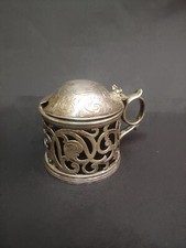 Old Sheffield zuccheriera formaggera traforata cristallo blu