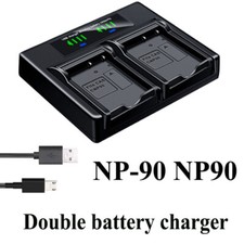 Caricabatteria doppio per CASIO NP-90 BC-90L Exilim EX-FH100 FH100BK H10 H15 H20