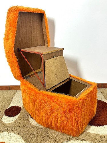 Pouf sgabello orange vintage - pouf,