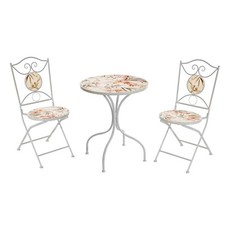 Set Bistrot Tavolo Mosaico 60 Cm 2 Sedie Pieghevoli Otranto Bianco