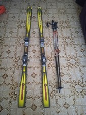 1 PAIO DI SCI 190cm kastle fast base con ATTACCHI Salomon  e racchette rossignol