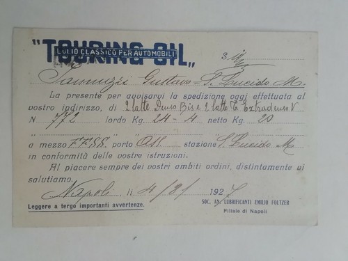 Cartolina touring oil - touring, napoli