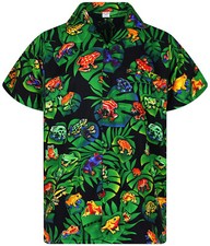 Funky Camicia Hawaiana Frogs Nero