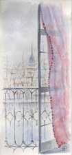 Torino, Mole Antonelliana dalla finestra - Acquerello cm. 10 x 21