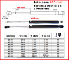 PISTONE a GAS Interasse 460 mm Fissaggio Occhiello Ø 8,2 o Pressione - 1 Pezzo