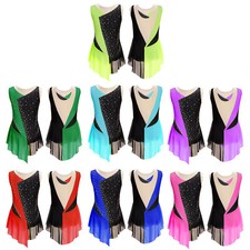 Body scintillante body bambina ragazza pattinaggio danza vestito unico yoga