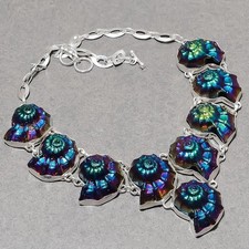 Collana gioielli etnici moda fatti a mano pietre preziose fossili ammolite...