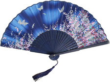 Ventaglio Pieghevole Da Donna, in Bambù, Con Nappa, in Tessuto Di Seta, Decorazi