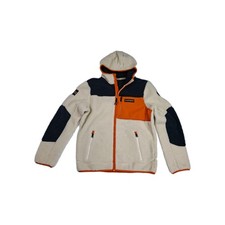 NAPAPIJRI Giacca in pile Orsetto Invernale Uomo Panna Zip con Cappuccio.