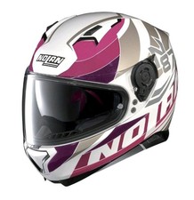 CASCO NOLAN INTEGRALE MOTO DONNA  DOPPIA VISIERA N87 PLEIN AIR 47 BIANCO FUXIA 