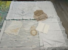 VINTAGE LOTTO 15 PEZZI BIANCHERIA (FEDERE, COPRICUSCINI, CENTRINI,  RUNNER)