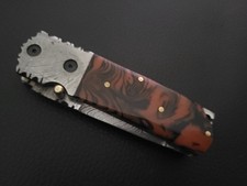 COLTELLO PIEGHEVOLE TASCABILE ACCIAIO DAMASCO PERSONALIZZATO MANICO RESINA CON FODERO C811