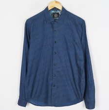 Camicia uomo REPLAY taglia M vestibilità regolare blu cotone spalmato a pois ...