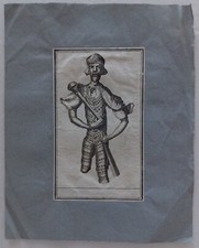 Antica incisione Guerriero con mazza Fine '600 inizio '700