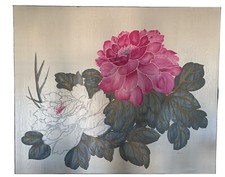 Quadro dipinto su seta -