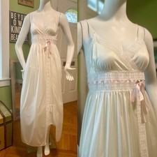 Camicia da notte vintage anni 60 Gilead cottage volant matrimonio ricamata abito lungo slip S