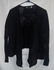 Fox Racing Cardigan Maglione Donna Medio Nero Boho Lagenlook Uncinetto 